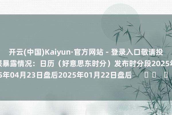 开云(中国)Kaiyun·官方网站 - 登录入口敬请投资者驻守！该公司的历史财报暴露情况：日历（好意思东时分）发布时分段2025年07月23日盘后2025年04月23日盘后2025年01月22日盘后 