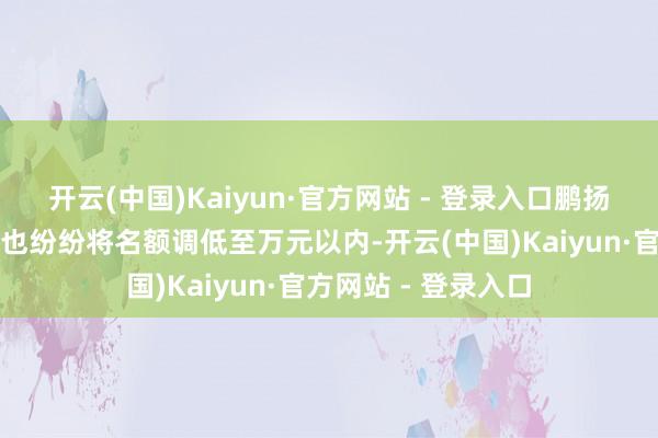 开云(中国)Kaiyun·官方网站 - 登录入口鹏扬、广发等旗下居品也纷纷将名额调低至万元以内-开云(中国)Kaiyun·官方网站 - 登录入口